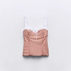 NWT ZARA CONTRAST GINGHAM TOP